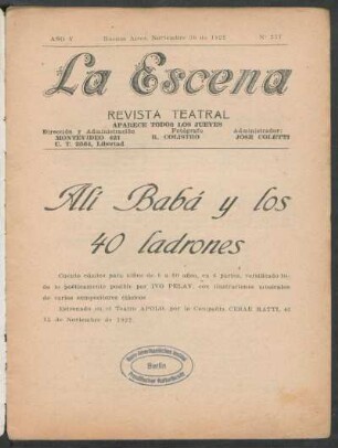 Alí Babá y los 40 ladrones : cuento cómico para niños de 6 a 80 años, en 6 partes