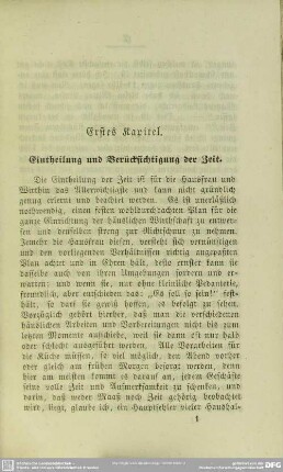Erstes Kapitel. Eintheilung und Berücksichtigung der Zeit