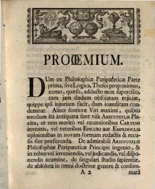 Pars ... philosophiae peripateticae, Prima. Logica, selectis thesibus proposita