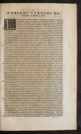 Adriani Turnebi De Vino Libellus.