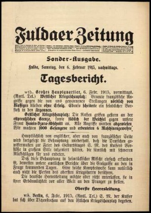 Ausgabe vom Samstag, den 06. Februar 1915.