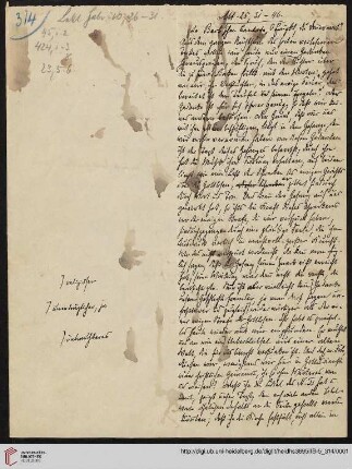 Heid. Hs. 3895 II B - 5,314: Nachlass Heinrich Bassermann, Sonn- und Feiertagspredigten: Predigt zu Mt 25,31-46 (Der schreckliche Gedanke von einer ewigen Strafe)