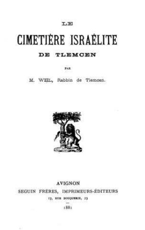 Le cimetrière israélite de Tlemcen / par M. Weil