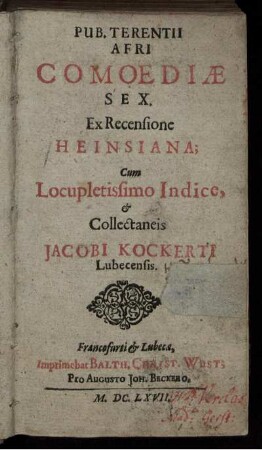 Pub. Terentii Afri Comoediae Sex