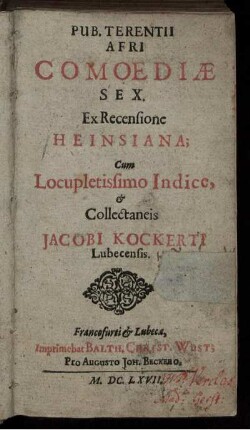 Pub. Terentii Afri Comoediae Sex