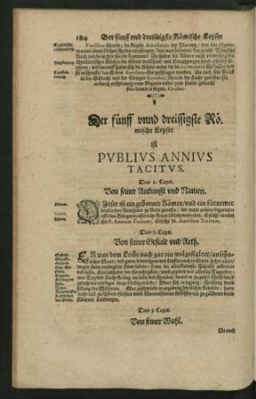 Der fünff unnd dreissigste Römische Keyser ist Publius Annius Tacitus.
