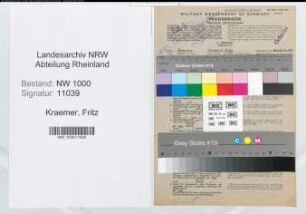 Entnazifizierung Fritz Kraemer, geb. 06.06.1918 (Ingenieur)