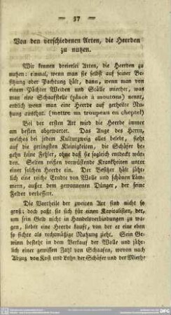 Von den verschiedenen Arten, die Heerden zu nutzen