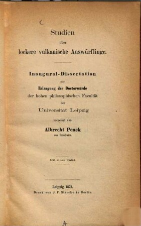 Studien über lockere vulkanische Auswürflinge
