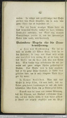 Besondere Regeln für die Staubewässerung
