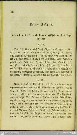 Dritter Abschnitt. Von der Luft und den elastischen Flüssigkeiten