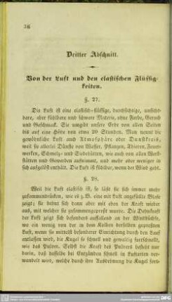 Dritter Abschnitt. Von der Luft und den elastischen Flüssigkeiten