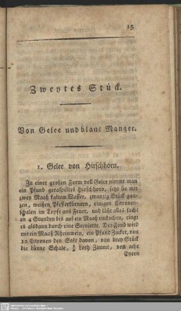 Zweytes Stück. Von Gelee und blanc Manger