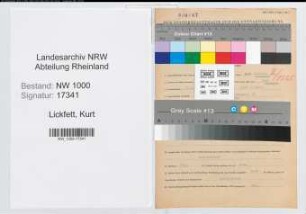 Entnazifizierung Kurt Lickfett, geb. 11.08.1901 (Verkaufsleiter)