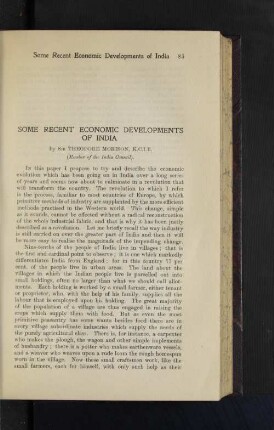 Some Recent Economic Developments of India