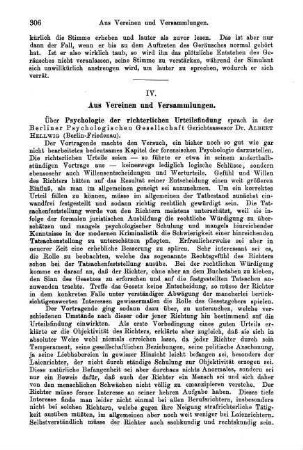 306-307, Berliner Psychologische Gesellschaft: Psychologie der richterlichen Urteilsfindung