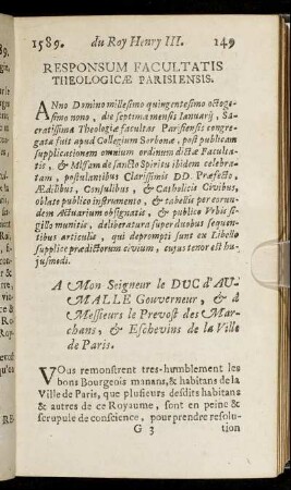 Responsum Facultatis Theologicæ Parisiensis.