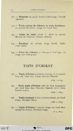 Tapis d‘Orient (Nr. 136-149)