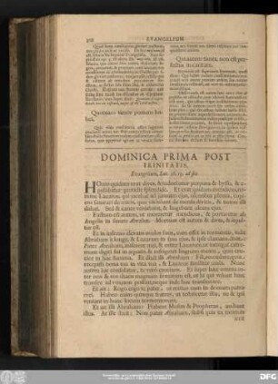 Dominica Prima Post Trinitatis. Evangelium, Luc. 16, 19. ad fin.