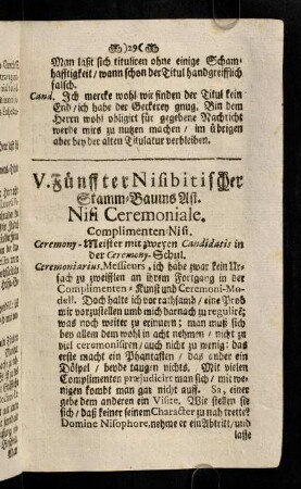 29-40, V. Fünffter Nisibitischer Stamm-Baums Ast. Nisi Ceremoniale. VI. Der sechste Nisibitische Stamm-Maums Ast. Nisi Ecclesiasticum.