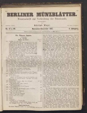 No. 87 u. 88. November-December 1887