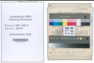 Entnazifizierung Ruth Zimmermann , geb. 22.07.1908 (Lehrerin)