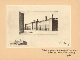 BBC (Brown, Boveri & Cie), Hüls Kraftwerk: Ansicht, 1. Entwurf