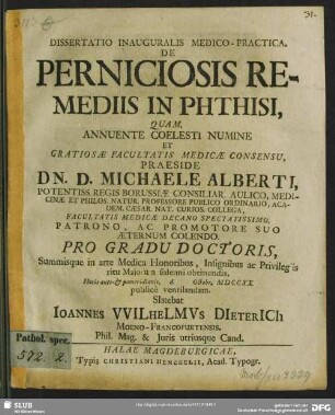 Dissertatio Inauguralis Medico-Practica, De Perniciosis Remediis In Phthisi