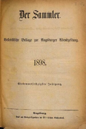 Der Sammler. 67. 1898