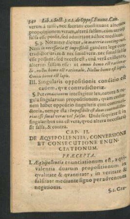 Cap. II. De Aequipollentia, Conversione Et Consecutione Enunciationum.