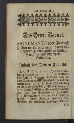 Inhalt des Dritten Capitels.