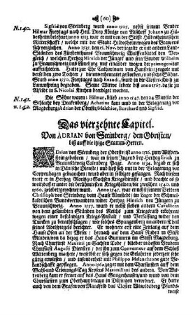 Das vierzehnte Capitel. Von Adrian von Steinberg / den Obristen / biß auff die itzige Stamm-Herren.