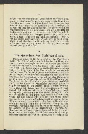 VII. Kampfesstellung der Sozialdemokratie