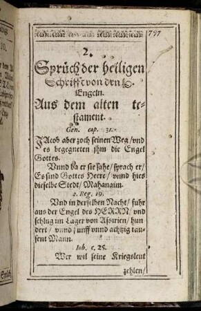 2. Sprüch der heiligen Schrifft von den H. Engeln.