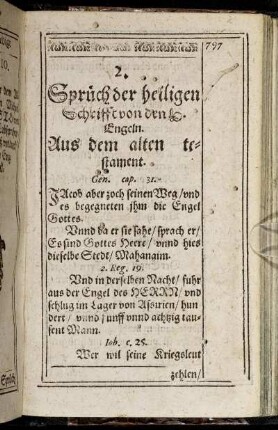 2. Sprüch der heiligen Schrifft von den H. Engeln.