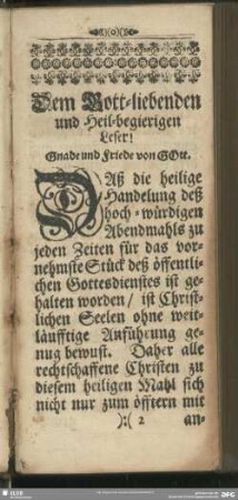 [Vorbericht] Dem Gott-liebenden und Heil-begierigen Leser! Gnade und Friede von Gott