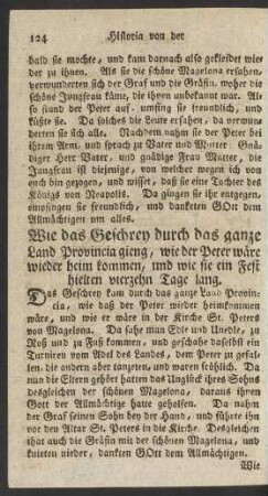 Wie das Geschrey durch das ganze Land Provincia gieng, wie der Peter wäre wieder heim kommen ...