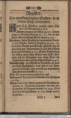 Register. Der merckwürdigsten Sachen, so in diesem Buch fürkommen