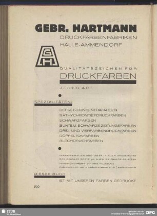 Gebr. Hartmann Druckfarbenfabriken, Halle-Ammendorf