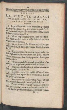 Theses De Virtute Morali Mediocri Analogice Dicta, De Virtute Heroica Et De Amicitia