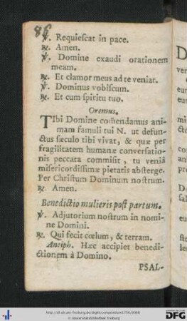 Benedictio mulieris post partum.