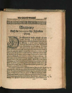 Antwort/ Auff die Salvation der Zehenden Ursach.
