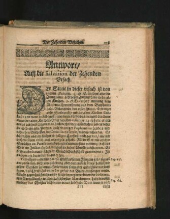 Antwort/ Auff die Salvation der Zehenden Ursach.