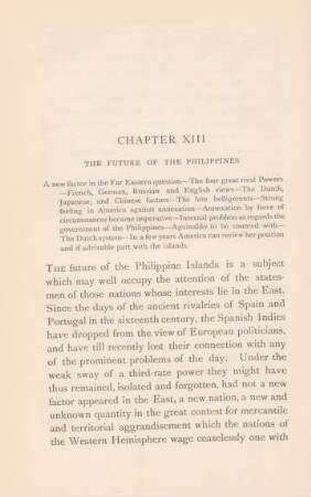 Chapter XIII. The future of the Philippines