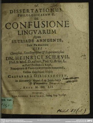 Dissertatio de confusione linguarum