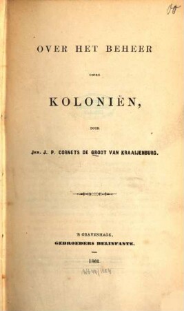 Over het beheer onzer koloniën