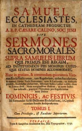 Samuel Ecclesiastes cathedram productus, 1