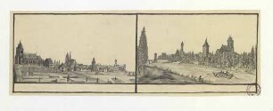 Ulm vom Südwesten. Ulm von Südosten. Um 1825