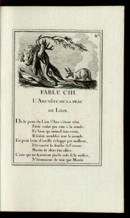 Fable CIII. L`Ane Vêtu La Peau Du Lion.