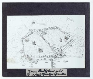 unbekannt, Vogelschauplan der Stadt Thorn (Umzeichnung nach Zernecke, Thornische Chronica 1727) : Vogelschauplan